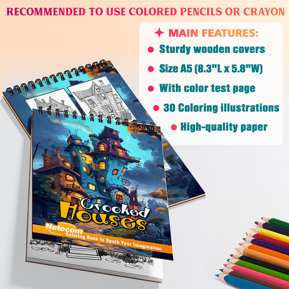 Netecom Crooked Houses Coloring Sheets For Adults
