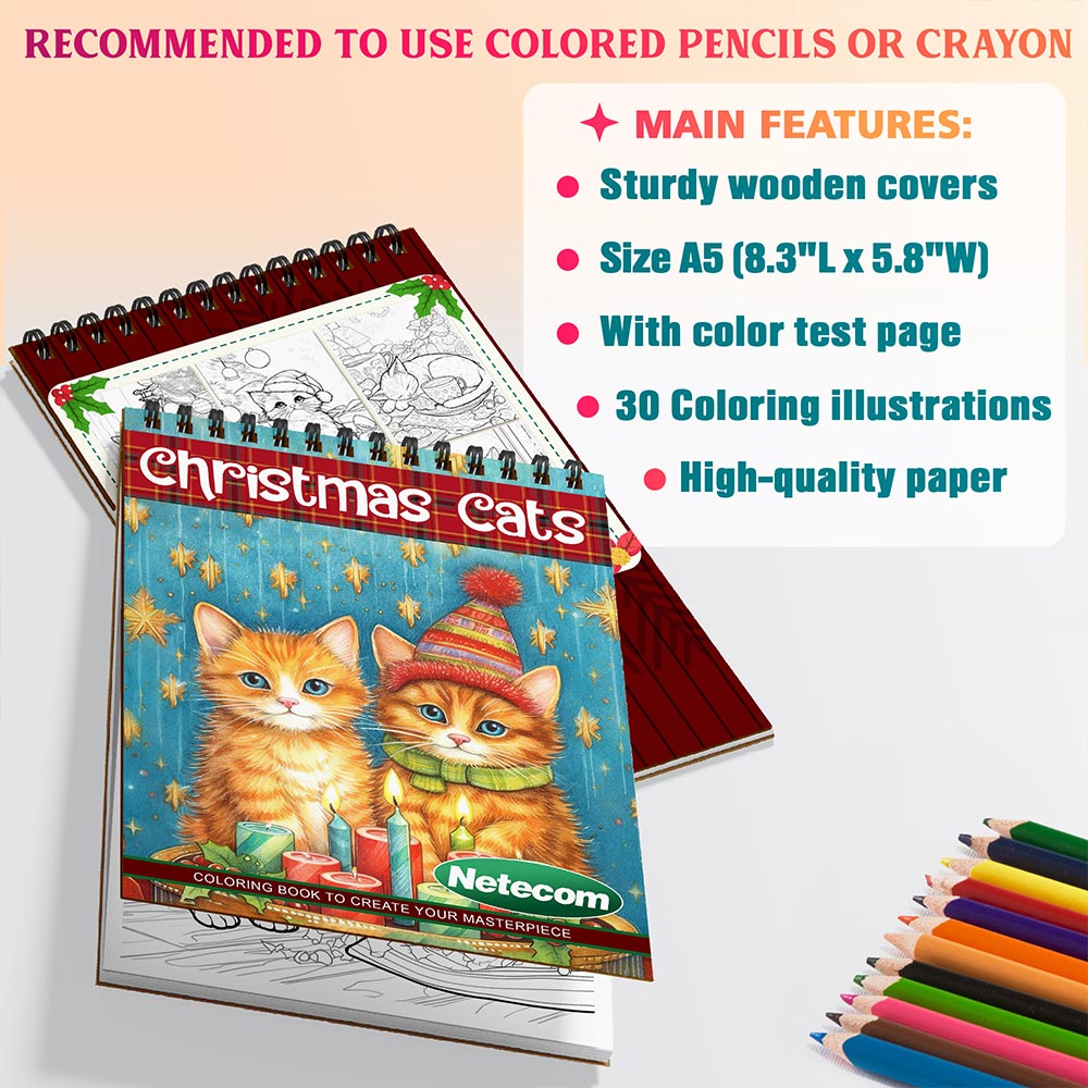 Netecom Christmas Cats Coloring Sheets For Adults