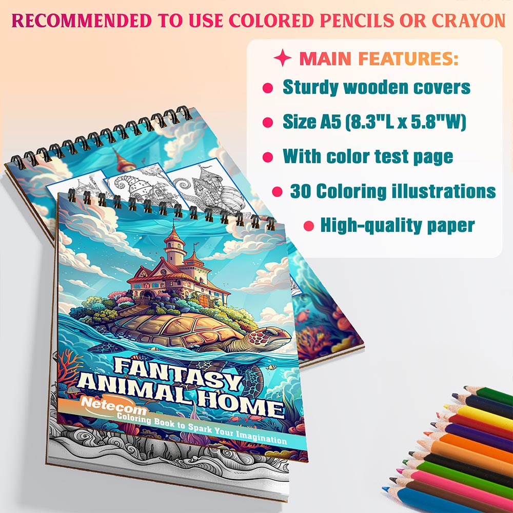 Netecom Fantasy Animal Home Coloring Sheets For Adults