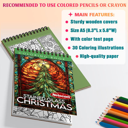 Netecom Christmas Stained Glass Coloring Sheets For Adults