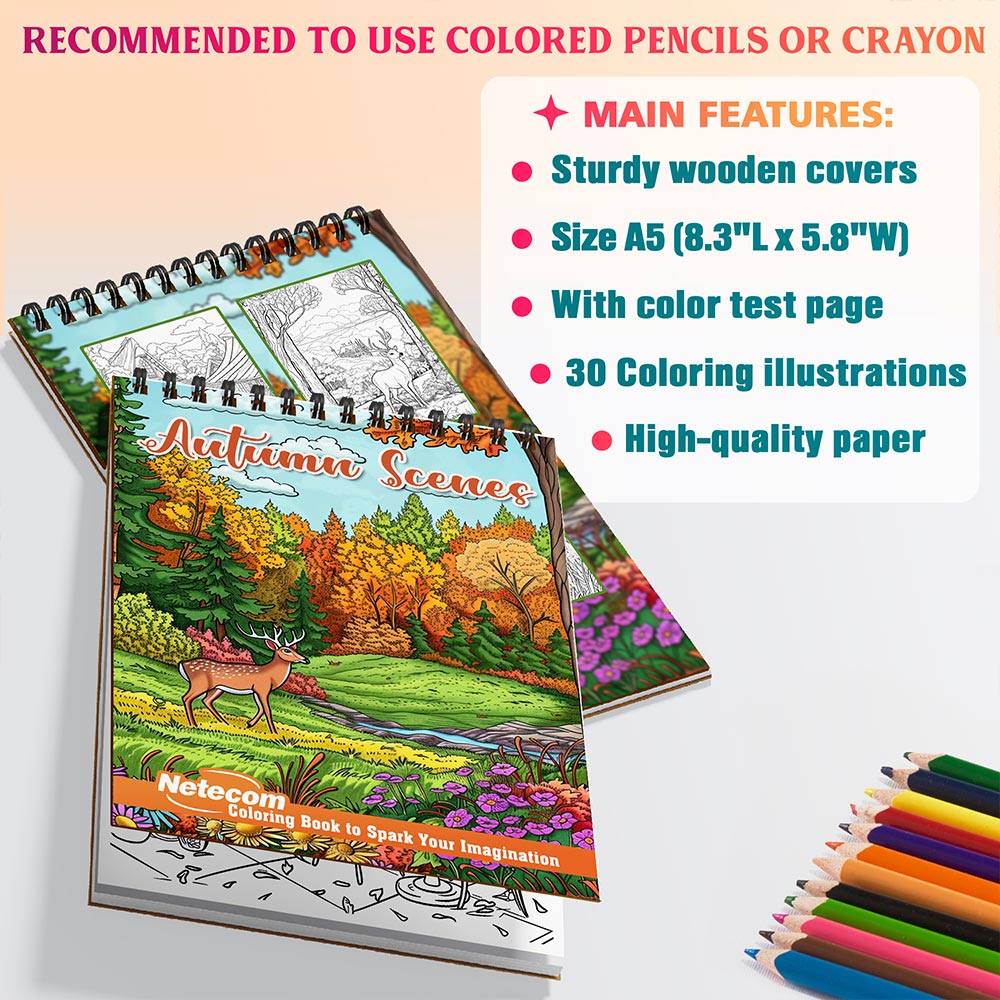 Netecom Autumn Scenes Coloring Sheets For Adults