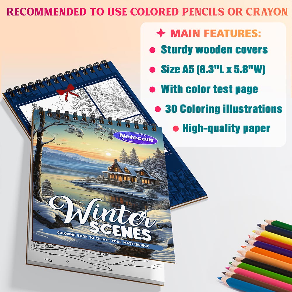 Netecom Winter Scenes Coloring Sheets For Adults