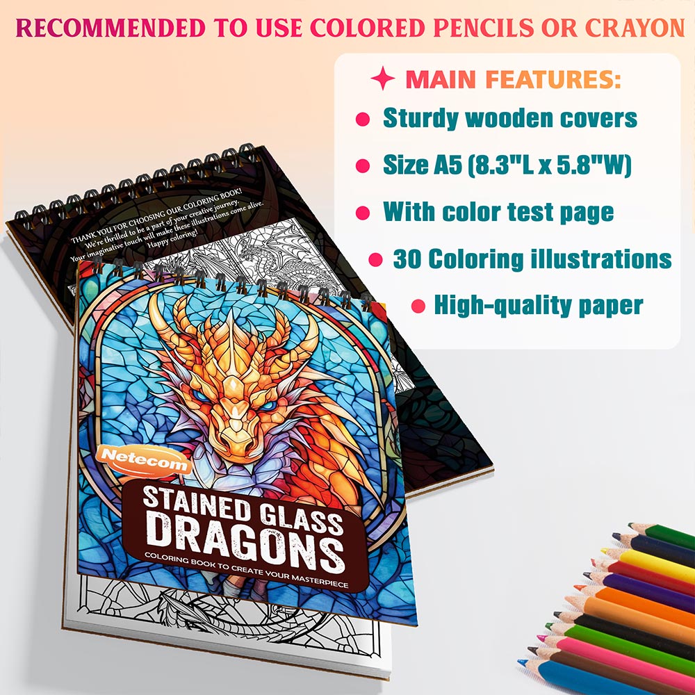 Netecom Stained Glass Dragons Coloring Sheets For Adults