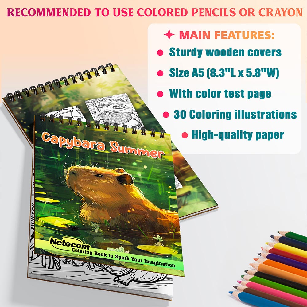 Netecom Capybara Summer Coloring Sheets For Adults