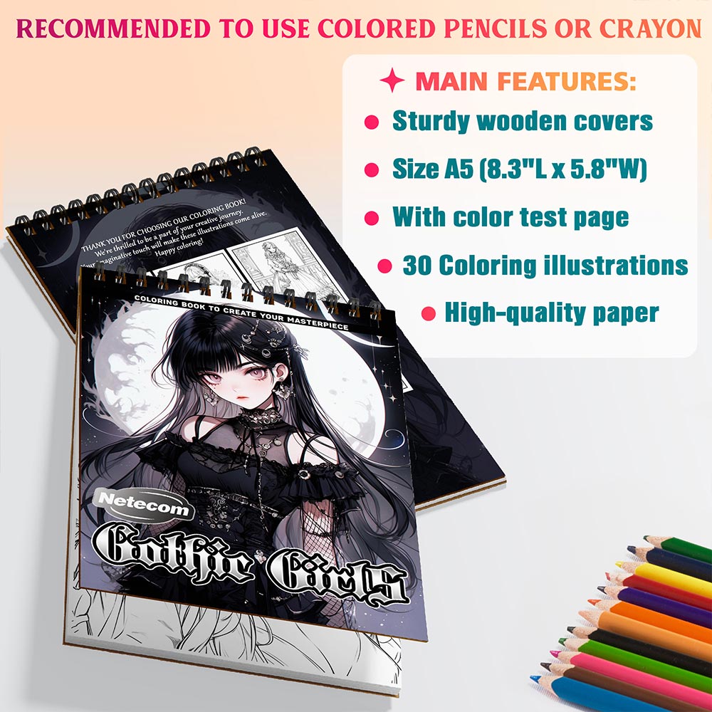 Netecom Gothic Girls Coloring Sheets For Adults