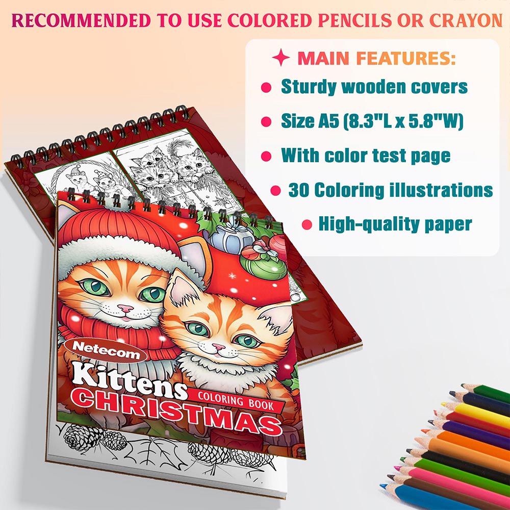 Netecom Christmas Kittens Coloring Sheets For Adults