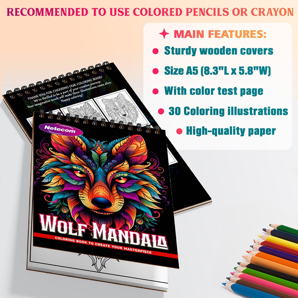 Netecom Wolf Mandala Coloring Sheets For Adults
