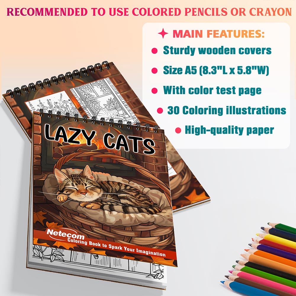 Netecom Lazy Cats Coloring Sheets For Adults