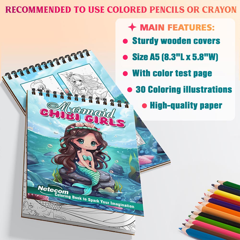 Netecom Mermaid Chibi Girls Coloring Sheets For Adults