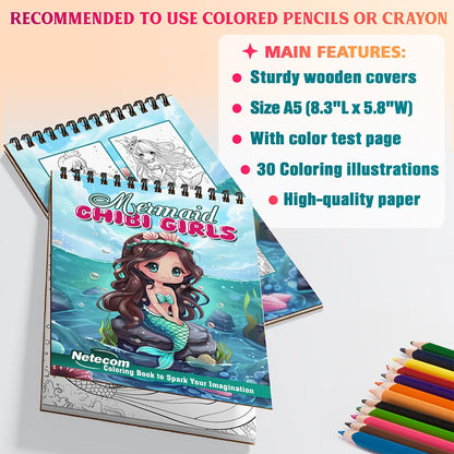 Netecom Mermaid Chibi Girls Coloring Sheets For Adults