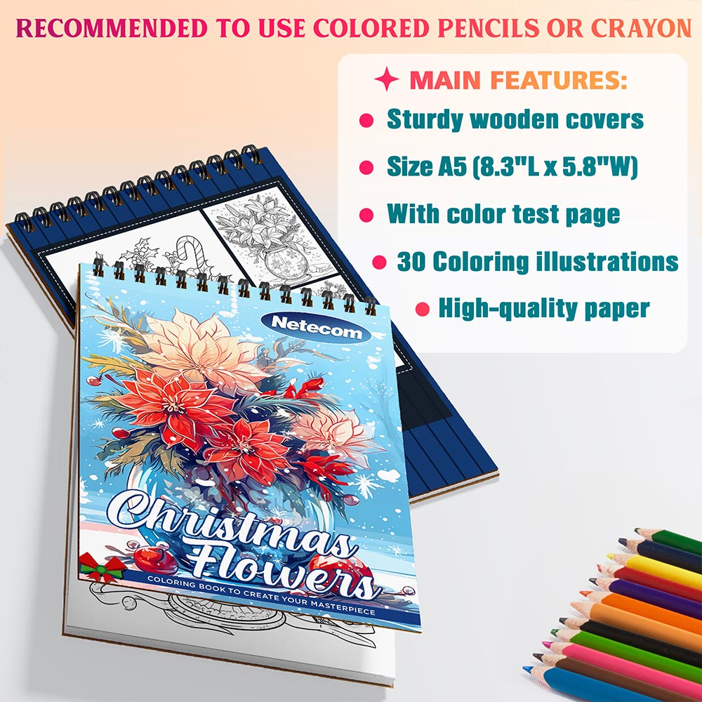 Netecom Christmas Flowers Coloring Sheets For Adults