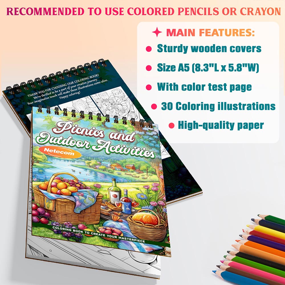 Picnics and Outdoor Activities Coloring Sheets For Adults