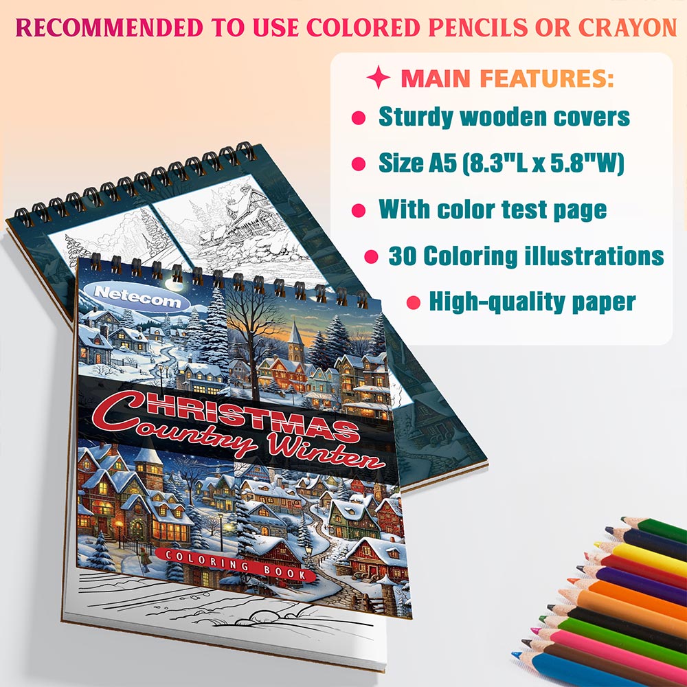 Netecom Christmas Country Winter Coloring Sheets For Adults