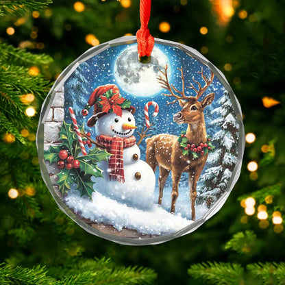 Netecom Snowman and Reindeer Christmas Ornament – Beautiful Holiday Decoration, Ideal Gift Keepsake, 3 in