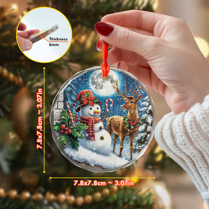 Netecom Snowman and Reindeer Christmas Ornament – Beautiful Holiday Decoration, Ideal Gift Keepsake, 3 in