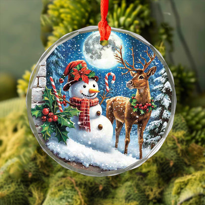 Netecom Snowman and Reindeer Christmas Ornament – Beautiful Holiday Decoration, Ideal Gift Keepsake, 3 in