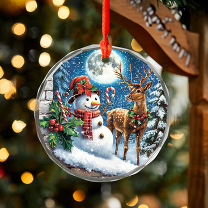 Netecom Snowman and Reindeer Christmas Ornament – Beautiful Holiday Decoration, Ideal Gift Keepsake, 3 in