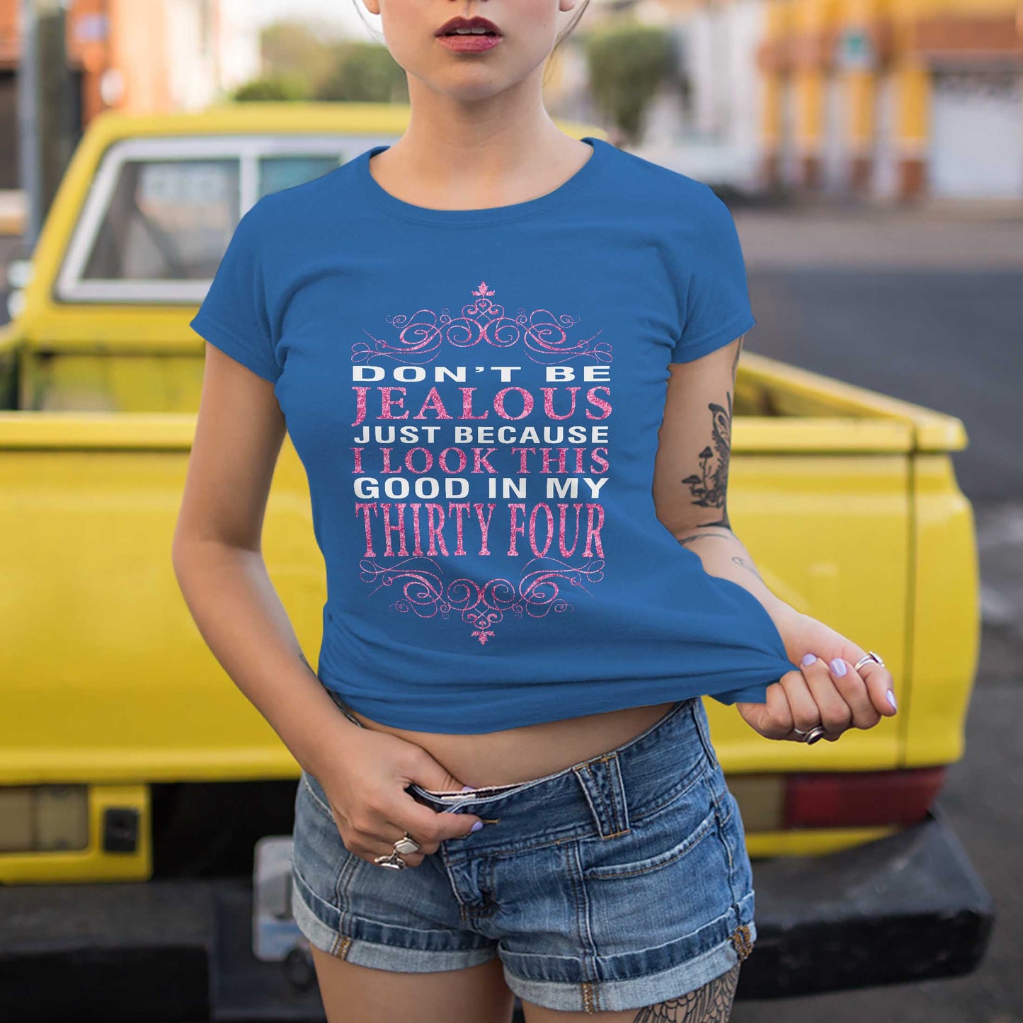 Netecom Don't Be Jealous T-Shirt, Funny Birthday Shirt for Women, Perfect Gift for Turning 34