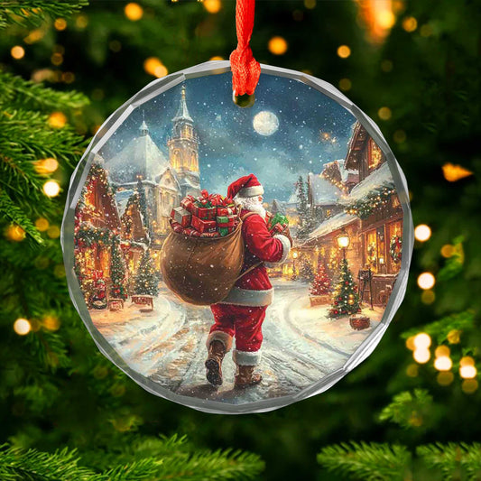 Netecom Santa Claus Glass Ornament – Christmas Tree Decoration, Holiday Keepsake Gift, 3 in
