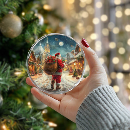 Netecom Santa Claus Glass Ornament – Christmas Tree Decoration, Holiday Keepsake Gift, 3 in
