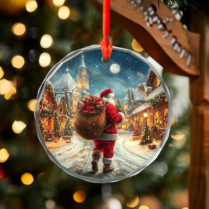Netecom Santa Claus Glass Ornament – Christmas Tree Decoration, Holiday Keepsake Gift, 3 in