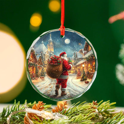 Netecom Santa Claus Glass Ornament – Christmas Tree Decoration, Holiday Keepsake Gift, 3 in