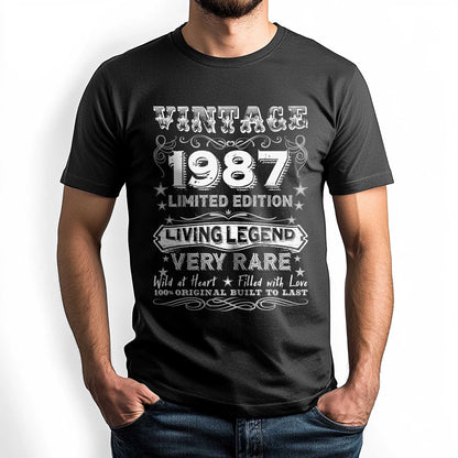 Netecom Vintage 1987 Limited Edition T-Shirt, Retro Birthday Shirt for Men, Perfect Gift for 1987 Birth Year