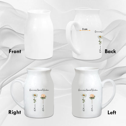 Netecom Custom Birth Month Flower Ceramic Vase with Personalized Name, Elegant Home Decor Gift for Birthday or Mother’s Day