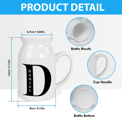 Netecom Personalized Ceramic Pitcher Vase with Custom Gold Floral Letter and Name, Elegant Home Decor Gift for Christmas, Mother’s Day, or Housewarming