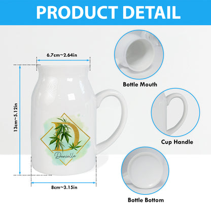 Netecom Floral Gold Initial Ceramic Pitcher with Custom Name, Elegant Farmhouse Vase for Wedding, Valentine’s Day, or Anniversary Gift