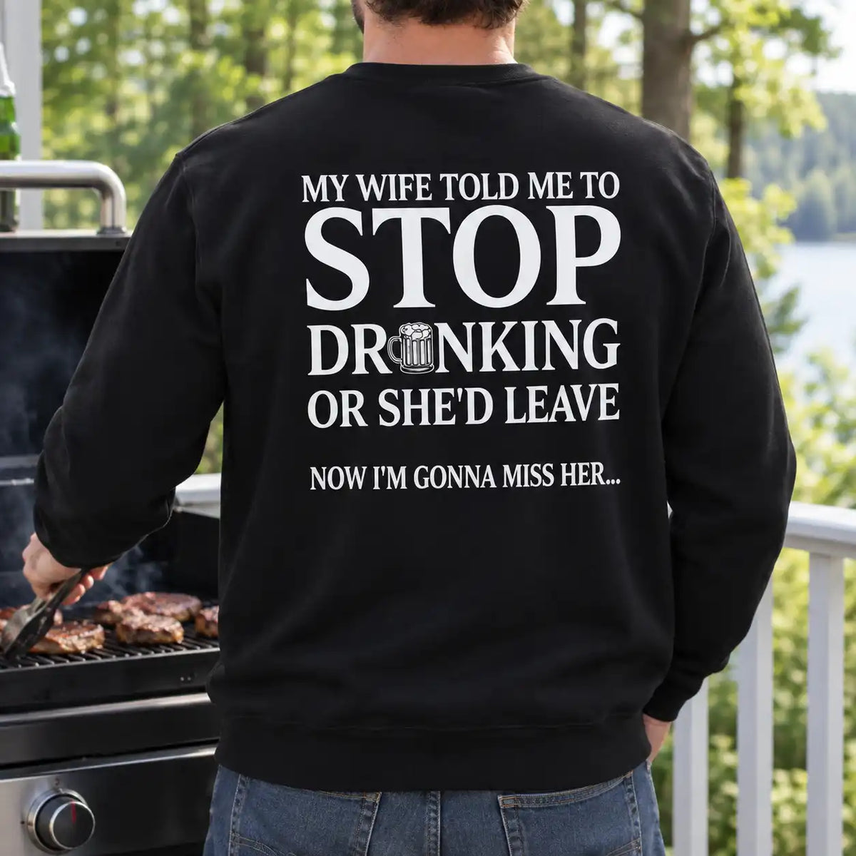 Funny Drinking T-Shirt, My Wife Told Me To Stop Drinking Joke Shirt, Men's Humor Graphic Tee