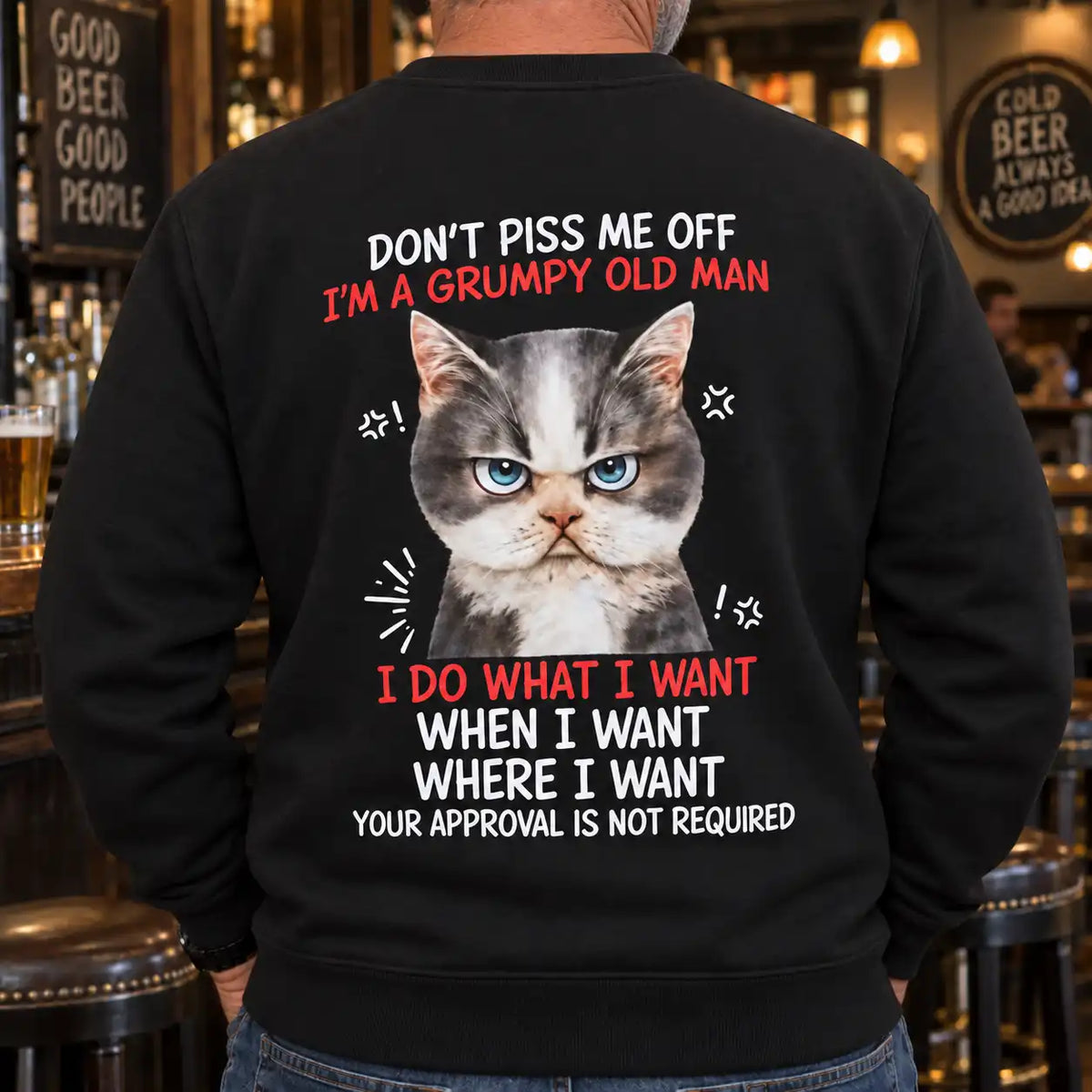 Don't Piss Me Off Grumpy Old Man Cat Shirt