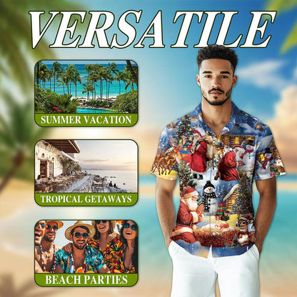 Netecom Christmas Nativity Hawaiian Shirt, Santa Claus Jesus Holiday  Button Down Summer Beach Short Sleeve Shirts, S-5XL