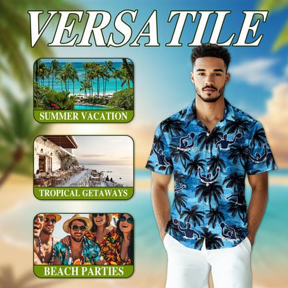 Netecom Water Polo Coconut Tree Hawaiian Shirt for Men Women, Tropical Button Down Summer Beach Short Sleeve Shirts