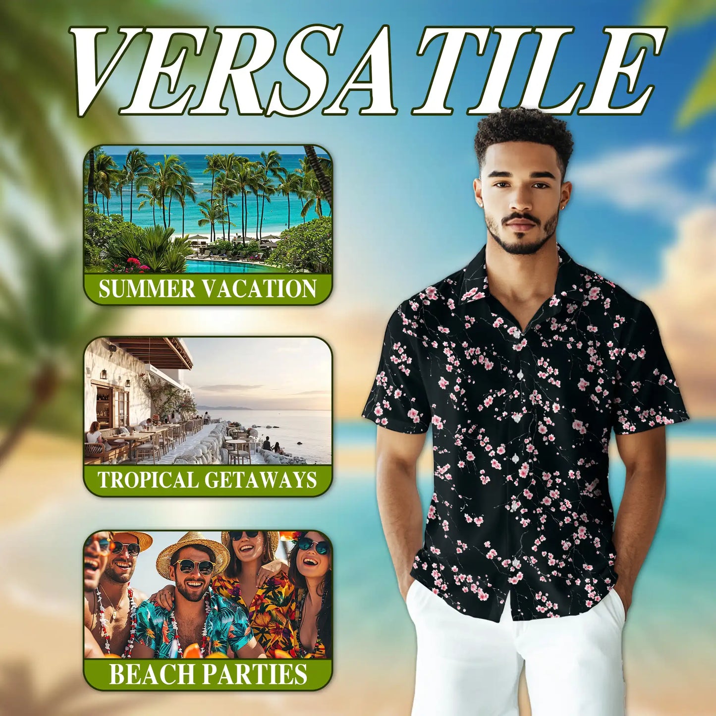 Sakura Cherry Blossom Hawaiian Shirt- Summer Beach Style| Netecom