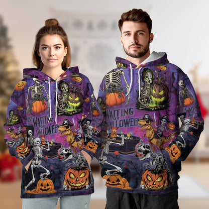 Netecom Halloween You're Already Dead Skeleton 3D Print Hoodie with Front Pocket, All Over Graphic Sweatshirt Unisex Casual