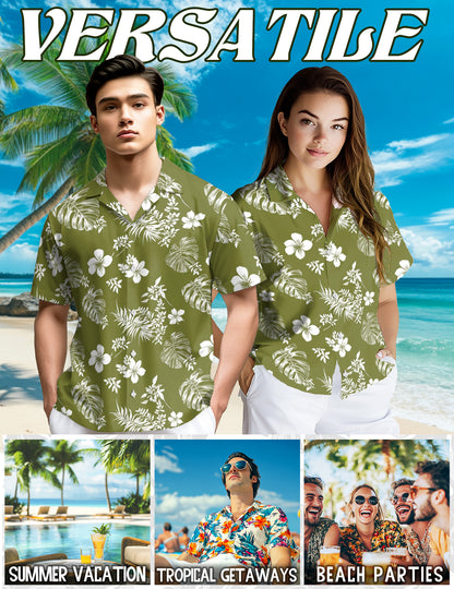 Netecom Tiare Flower Hawaiian Shirt for Women, Floral Lover Gifts, Button Down Summer Beach Shirt