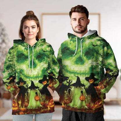 Netecom Halloween Ghost 3D Print Hoodie with Front Pocket, All Over Graphic Pumpkins Skull Sweatshirt Unisex Casual