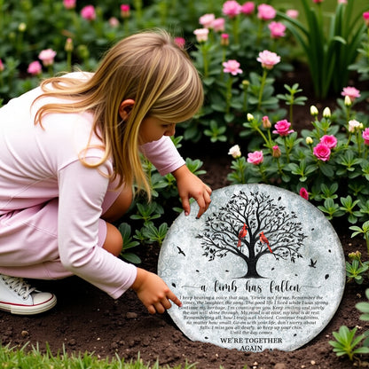Netecom Memorial Stone Plaque – “A Limb Has Fallen” Round Garden Decoration with Cardinals