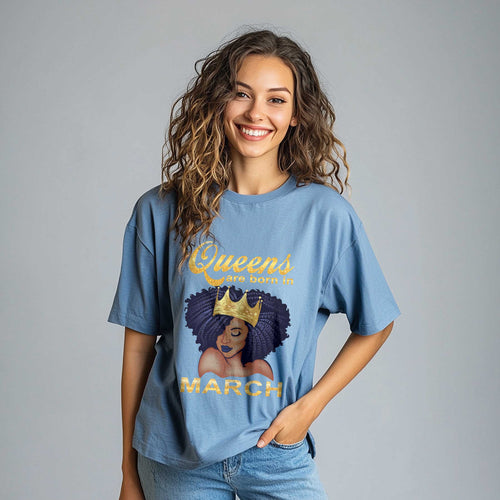 Netecom Queens Are Born in March T-Shirt, Funny Birthday Shirt for Women, Perfect Gift for March Birthday