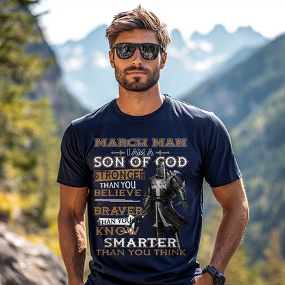 Netecom March Man T-Shirt I Am A Son Of God Stronger Than You Believe Braver Than You Know Smarter Than You Think Christian Graphic Tee Gift