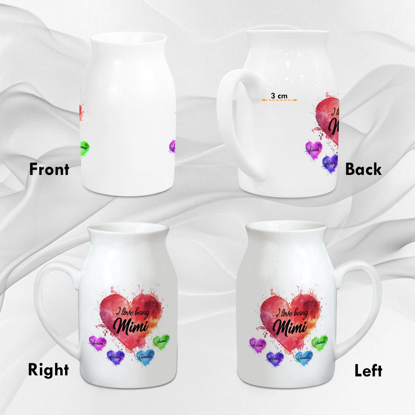 Netecom Personalized I Love Being Custom Name Ceramic Vase, Custom Names with Heart Design, Family Gift for Mother’s Day or Christmas