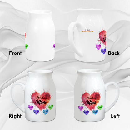 Netecom Personalized I Love Being Custom Name Ceramic Vase, Custom Names with Heart Design, Family Gift for Mother’s Day or Christmas
