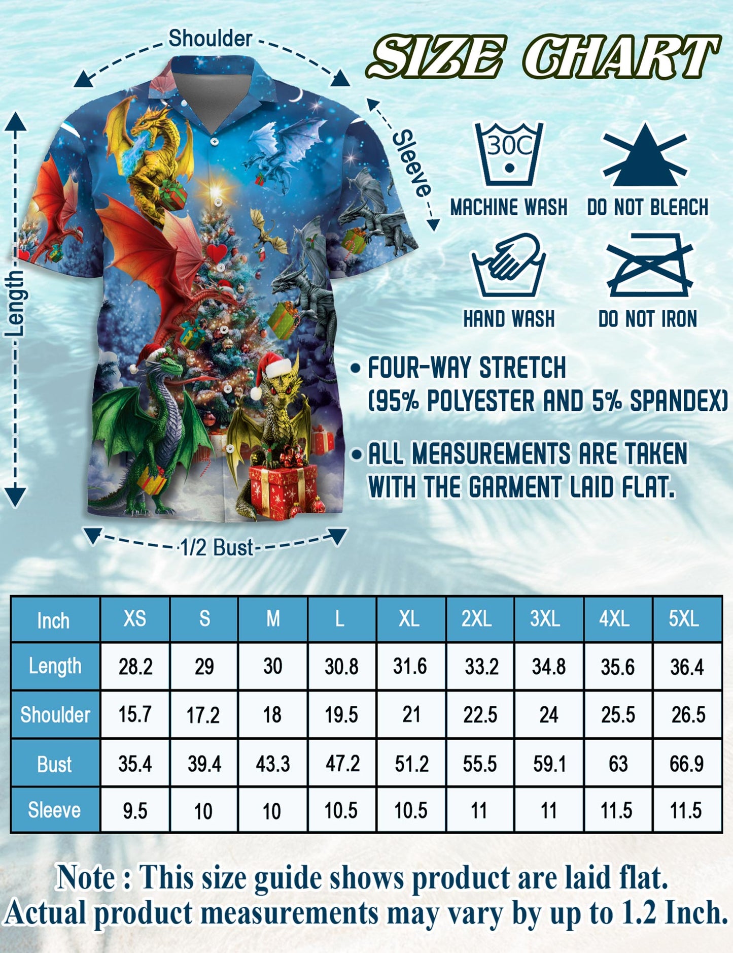 Netecom Christmas Dragons Hawaiian Shirt for Men Women, Fantasy Dragon Button Down Summer Short Sleeve Shirts, S-5XL