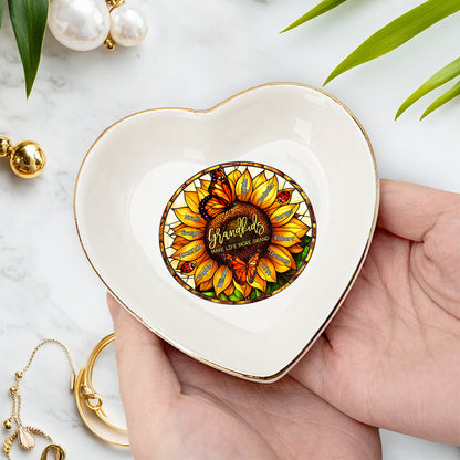 Netecom Personalized Grandma’s Garden Jewelry Tray , Custom Birth Month Flower Ring Dish , Names Ceramic Keepsake for Mother's Day & Christmas