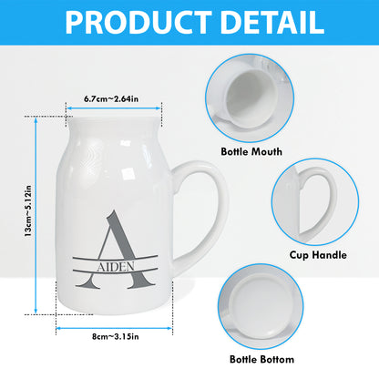 Netecom Personalized Ceramic Jug Vase with Custom Name and Initial, Elegant Farmhouse Pitcher, Minimal Home Decor, Unique Gift for Weddings, Birthdays, or Christmas