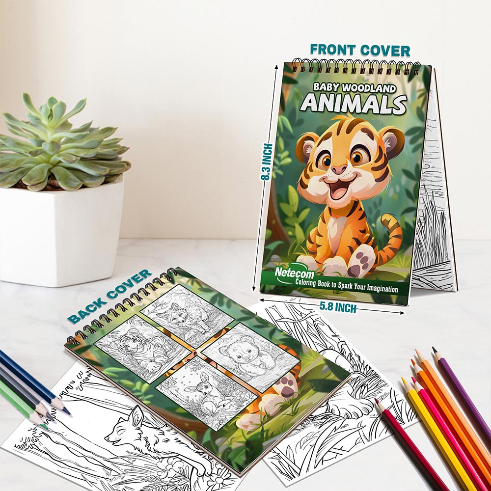 Netecom Baby Woodland Spiral Bound Coloring Book For Adults
