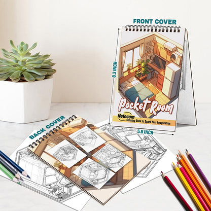 Netecom Pocket Room Spiral Bound Coloring Book For Adults