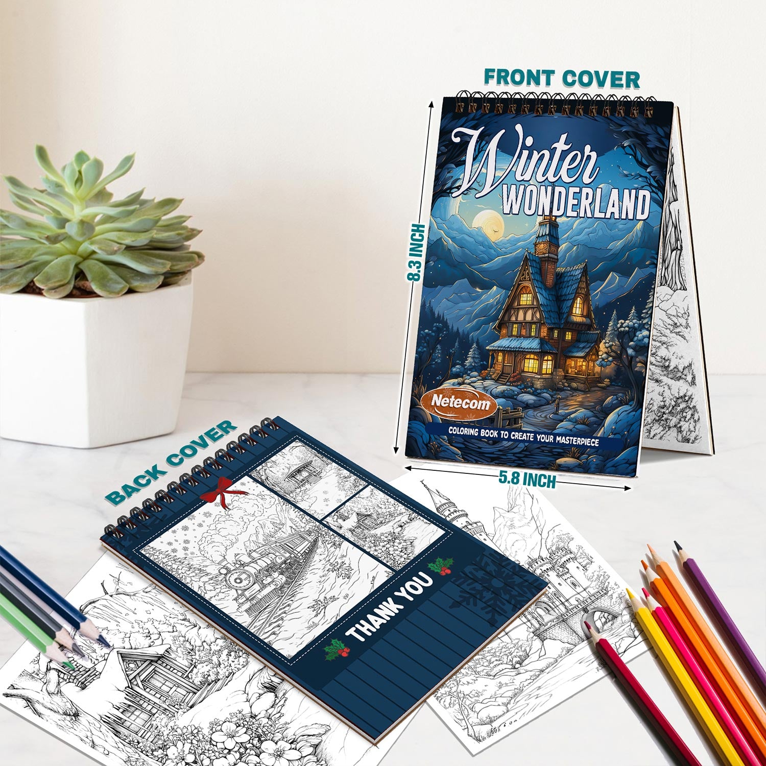 Netecom Winter Wonderland Spiral Bound Coloring Book For Adults