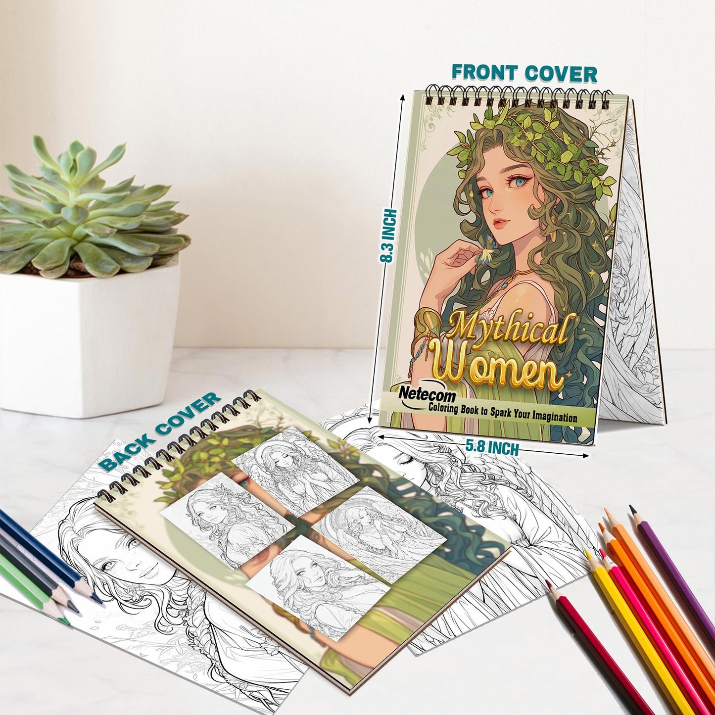 Netecom Mythical Women Spiral Bound Coloring Book For Adults